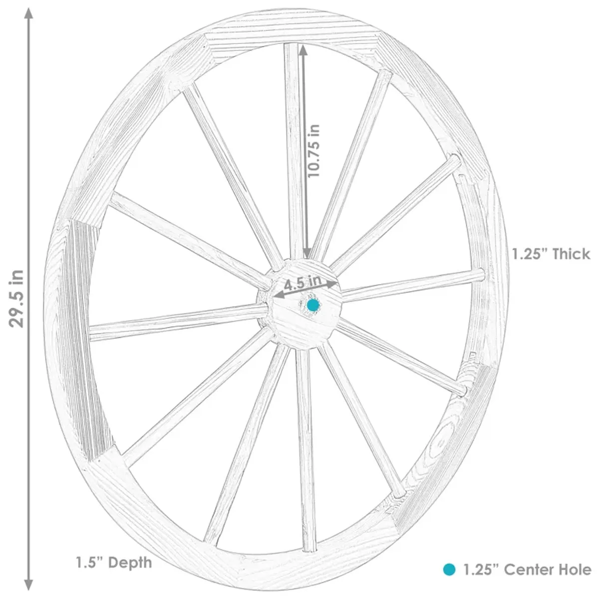 Sunnydaze Wagon Wheel Indoor/Outdoor Statue - 29 in