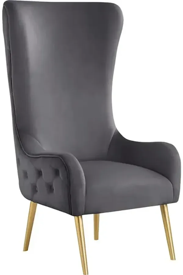 Best Master Furniture Venetian Gray Tufted Velvet High Back Armchairs