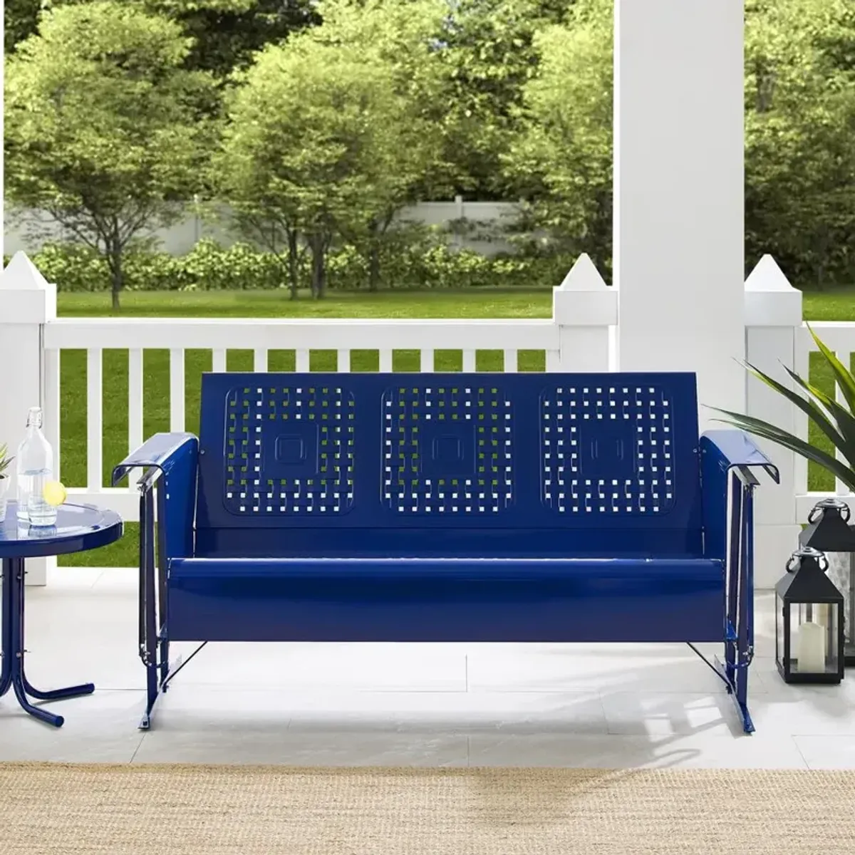 Crosley Furniture Bates Outdoor Metal Sofa Glider Navy