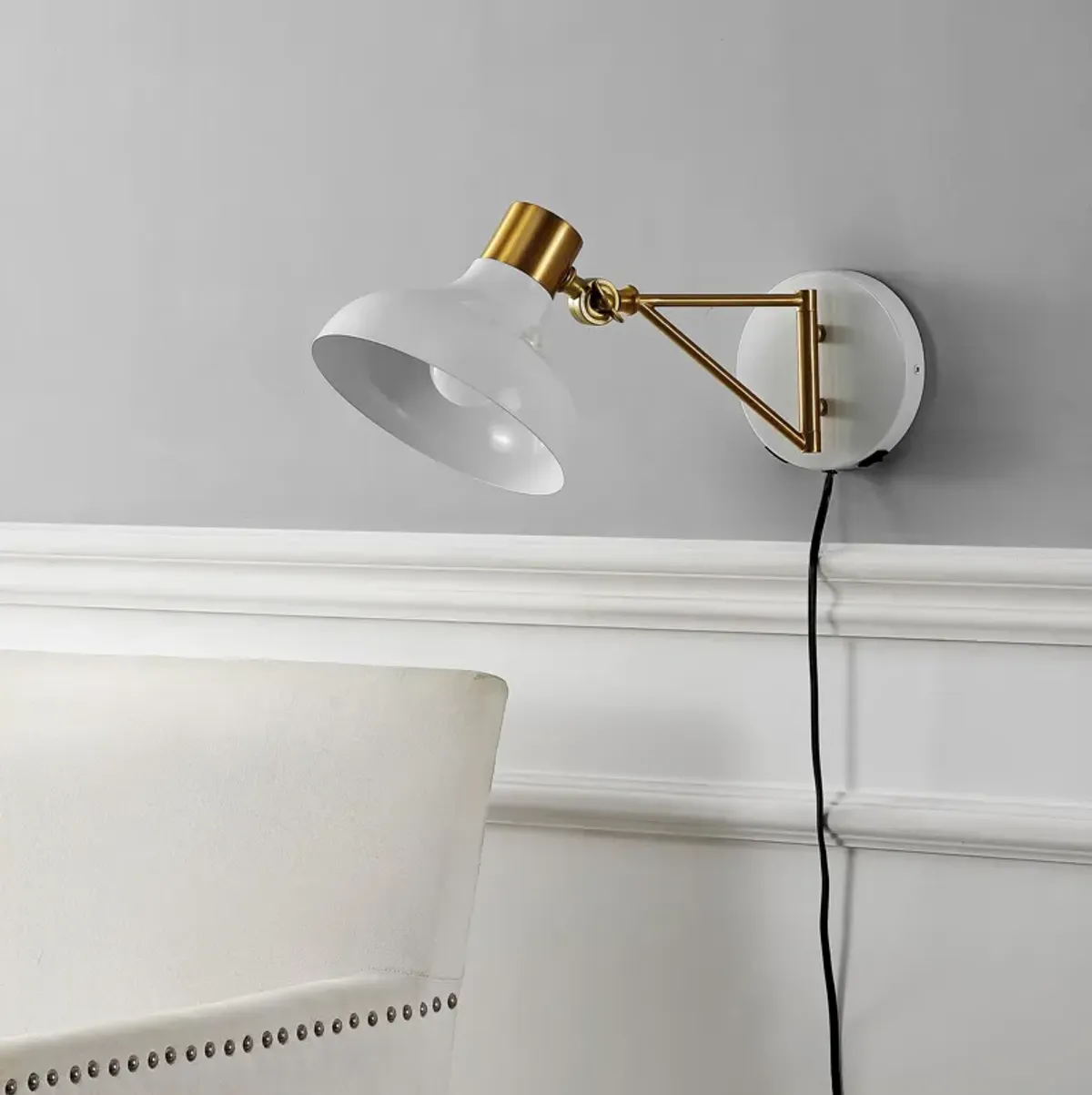 Lynn Swing Arm Modern Midcentury Iron USB Charging Port LED Sconce