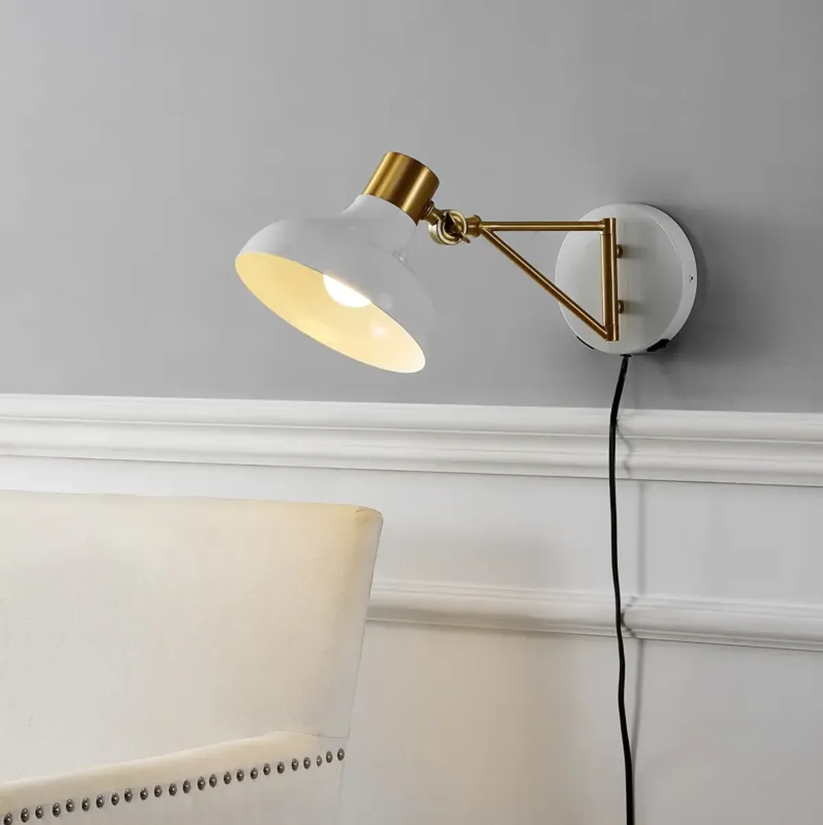 Lynn Swing Arm Modern Midcentury Iron USB Charging Port LED Sconce