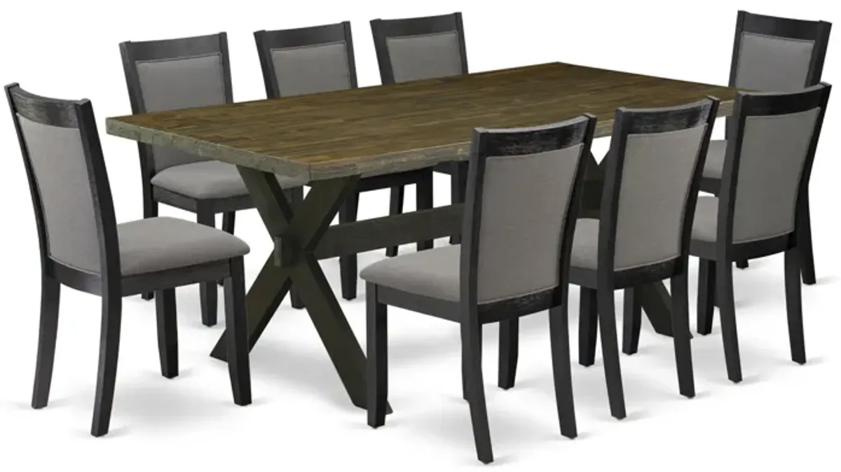 East West Furniture X677MZ650-9 9Pc Dining Set - Rectangular Table and 8 Parson Chairs - Multi-Color Color