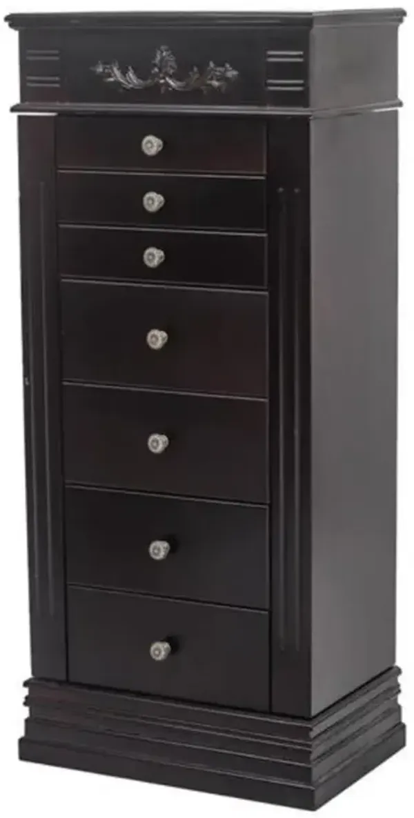 Jewelry Armoire with Mirror, 8 Drawers, 16 Necklace Hooks & 2 Side Swing Doors