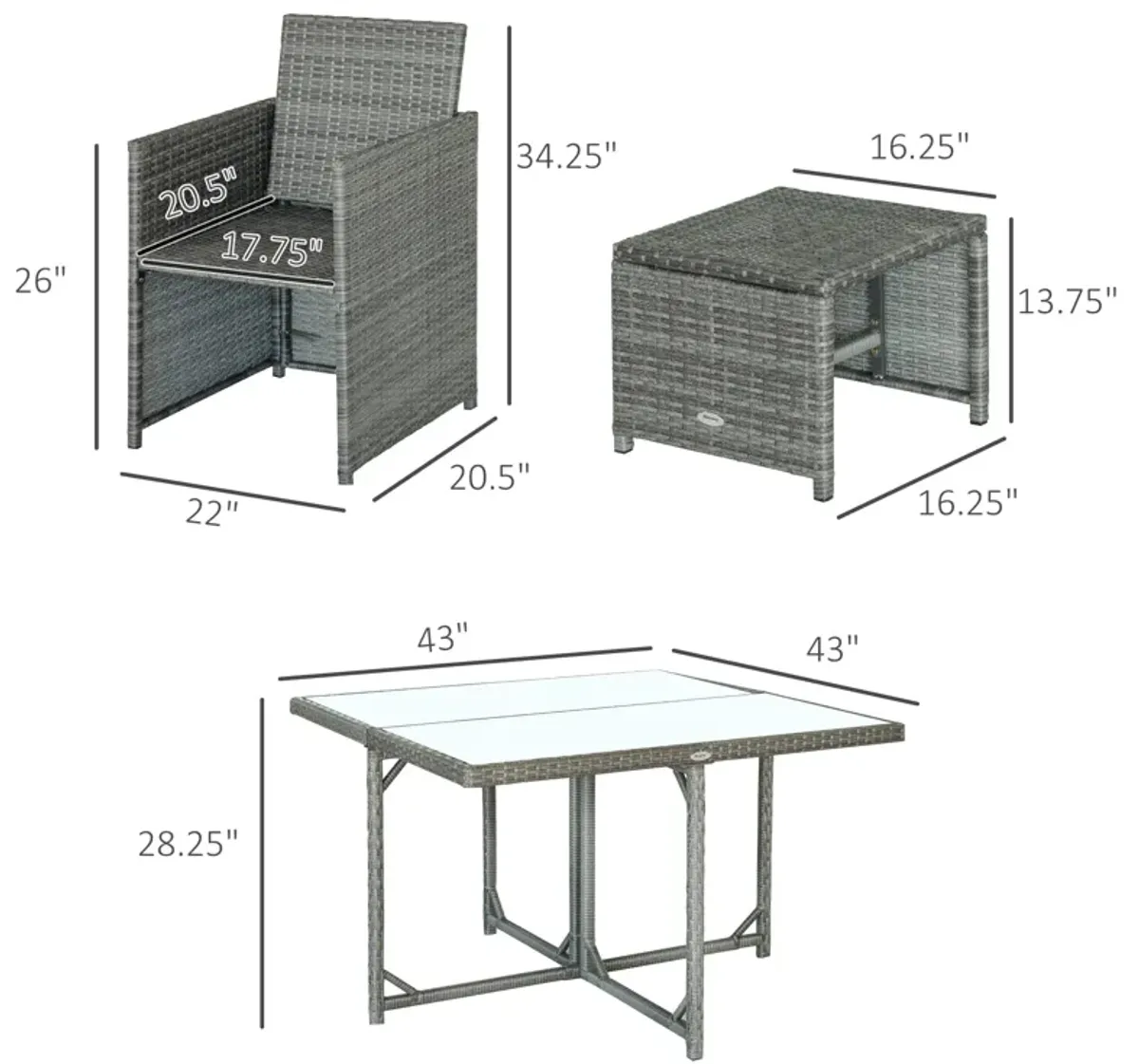 Outdoor Dining Ensemble: 9-Piece Wicker Set with Table and Ottoman