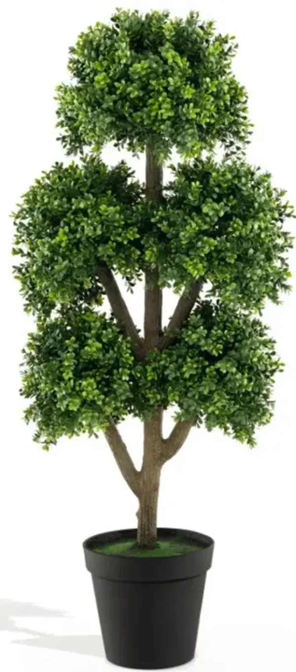 Hivvago 45 Inch Artificial Boxwood Topiary Ball Tree