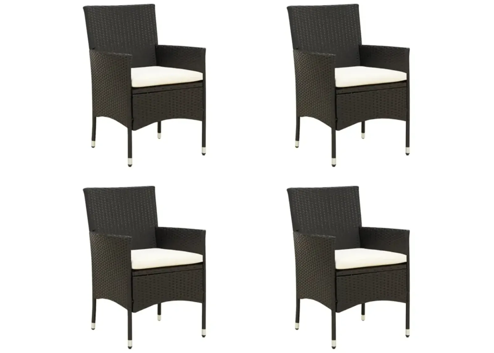 vidaXL Patio Chairs with Cushions 4 pcs Poly Rattan Black