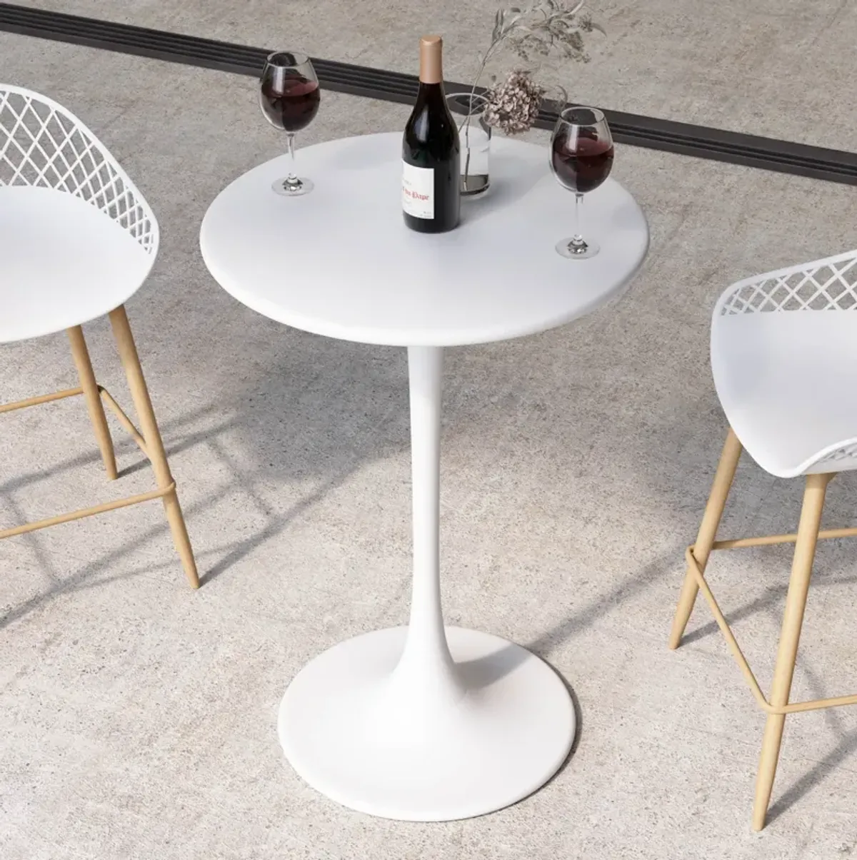 KURV™ OUTDOOR & INDOOR ROUND 24" STEEL COUNTER HEIGHT TABLE