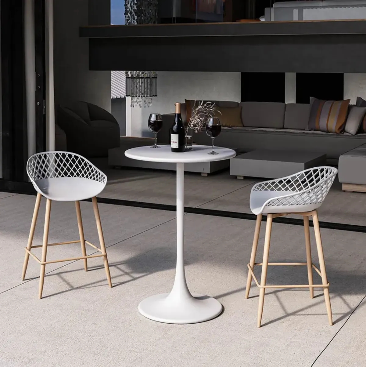 KURV™ OUTDOOR & INDOOR ROUND 24" STEEL COUNTER HEIGHT TABLE