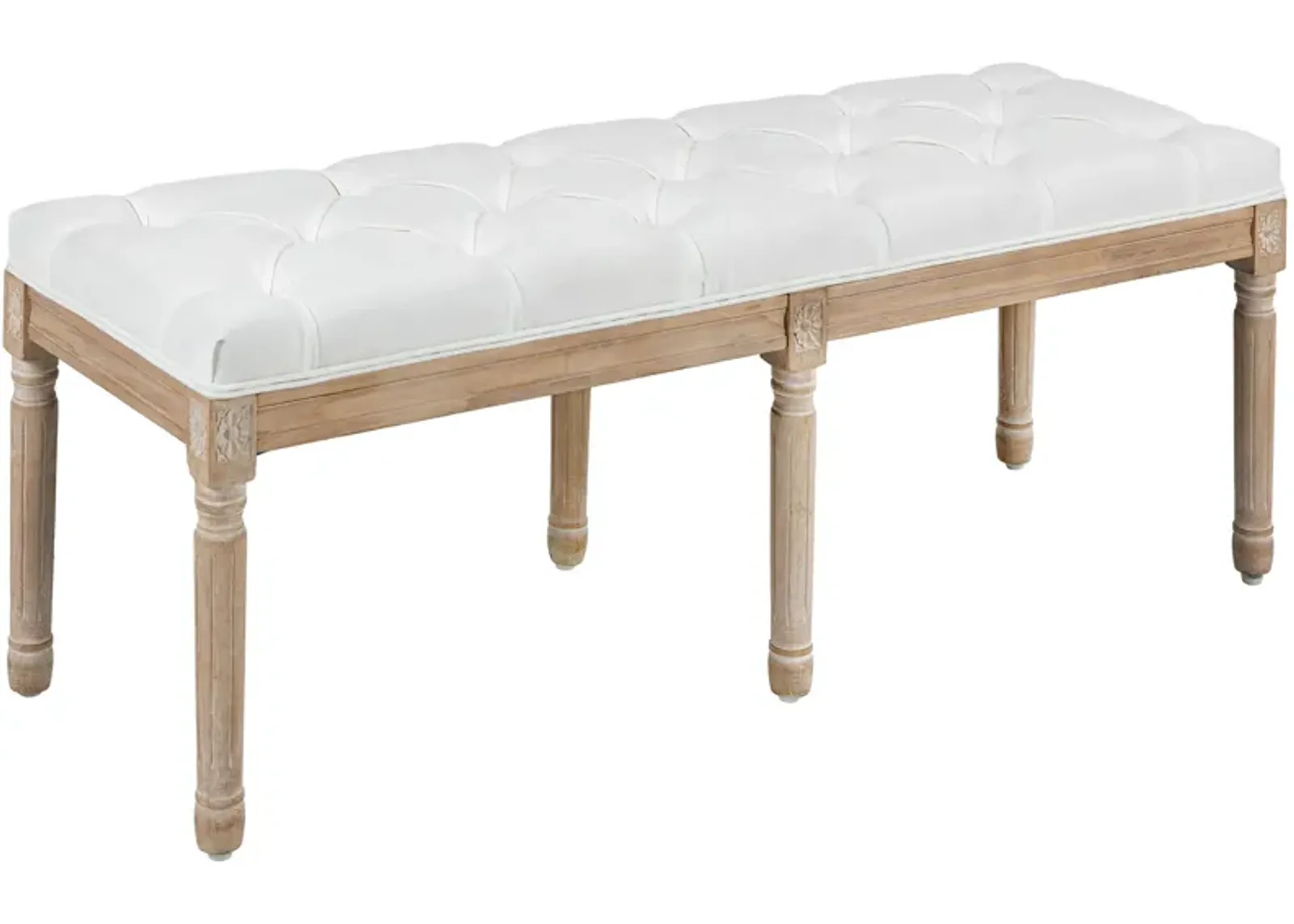 46" End of Bed Bench, Upholstered Bedroom Bench, Cream White