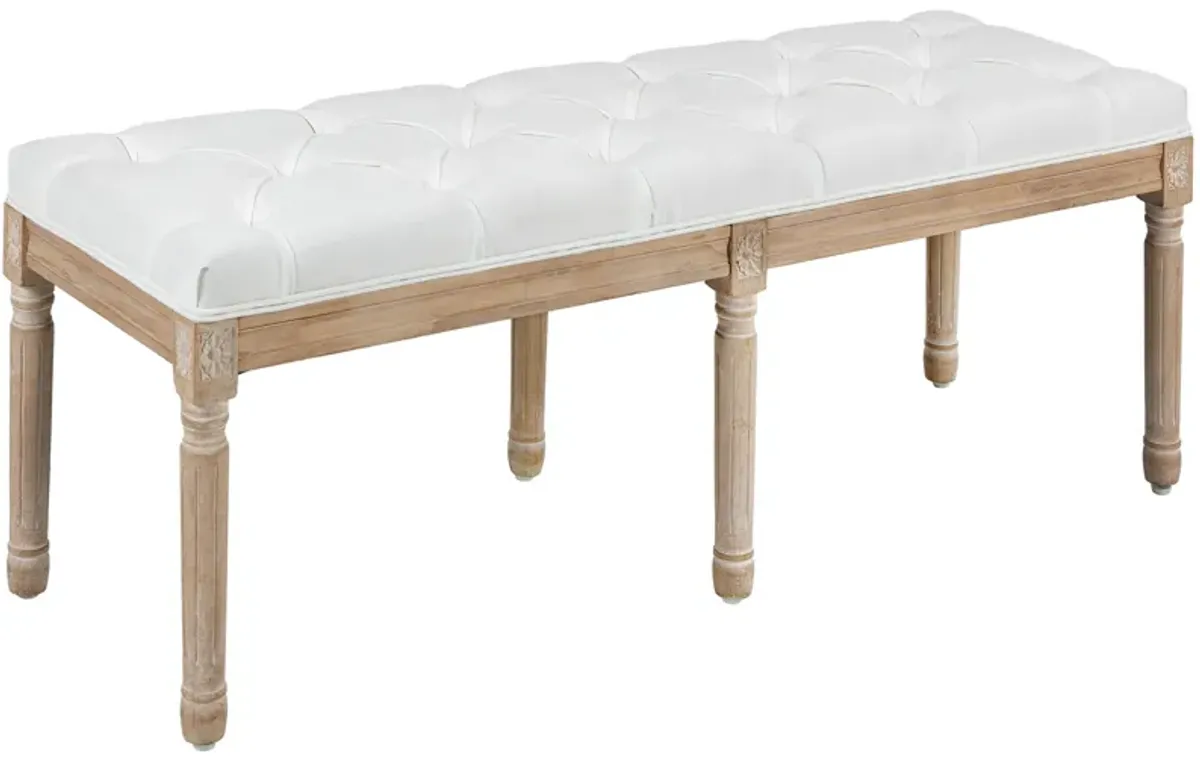 46" End of Bed Bench, Upholstered Bedroom Bench, Cream White