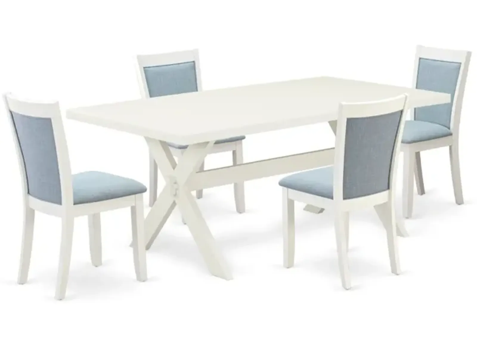 East West Furniture X027MZ015-5 5Pc Kitchen Set - Rectangular Table and 4 Parson Chairs - Multi-Color Color