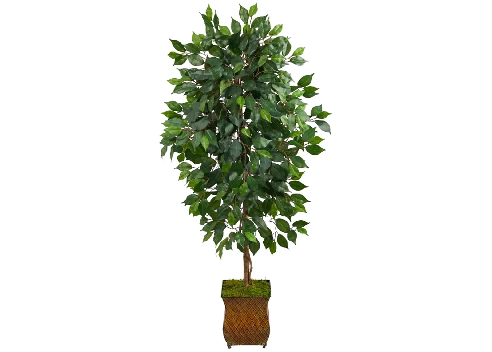 HomPlanti 51 Inches Ficus Artificial Tree in Metal Planter