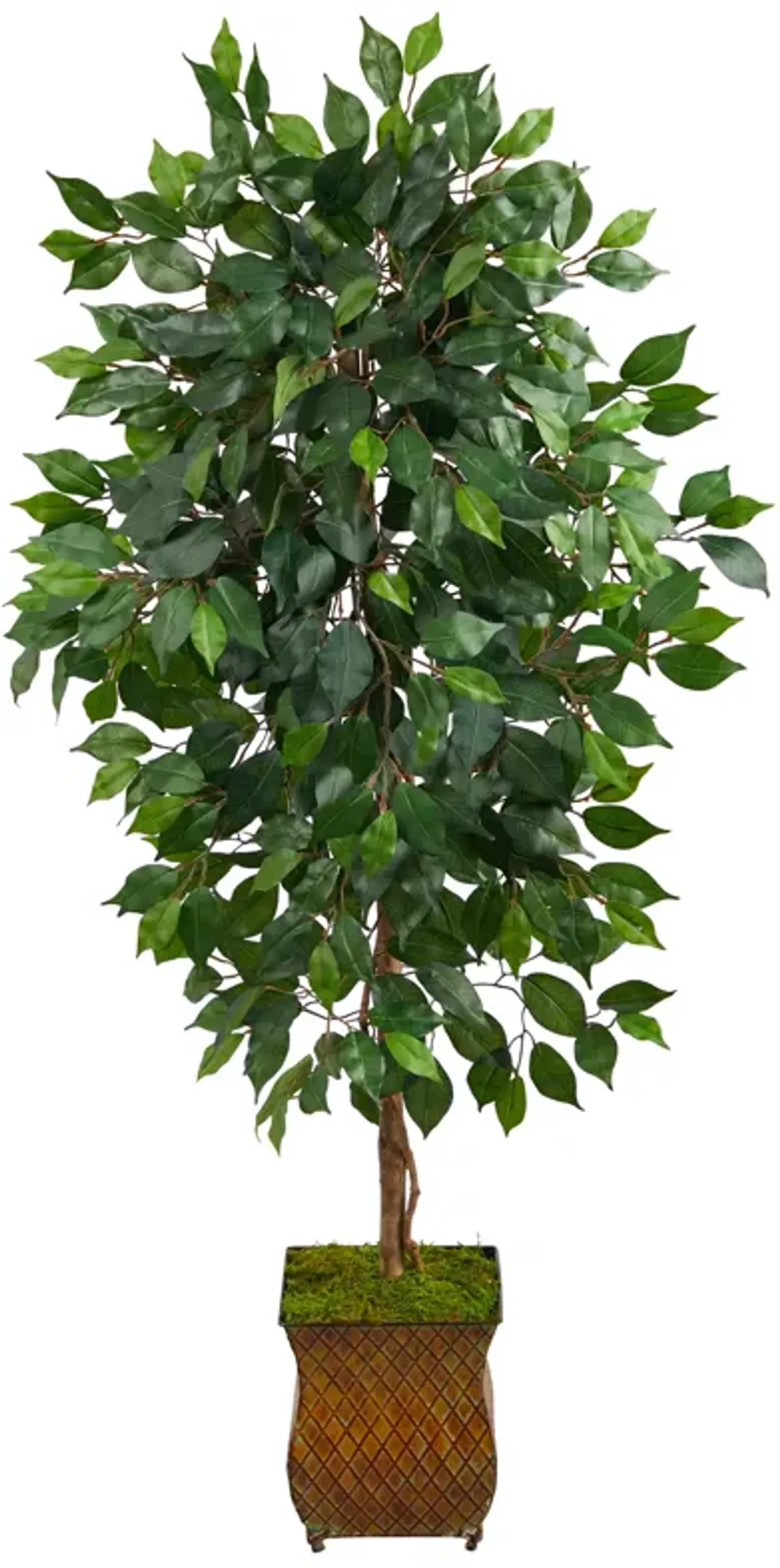 HomPlanti 51 Inches Ficus Artificial Tree in Metal Planter