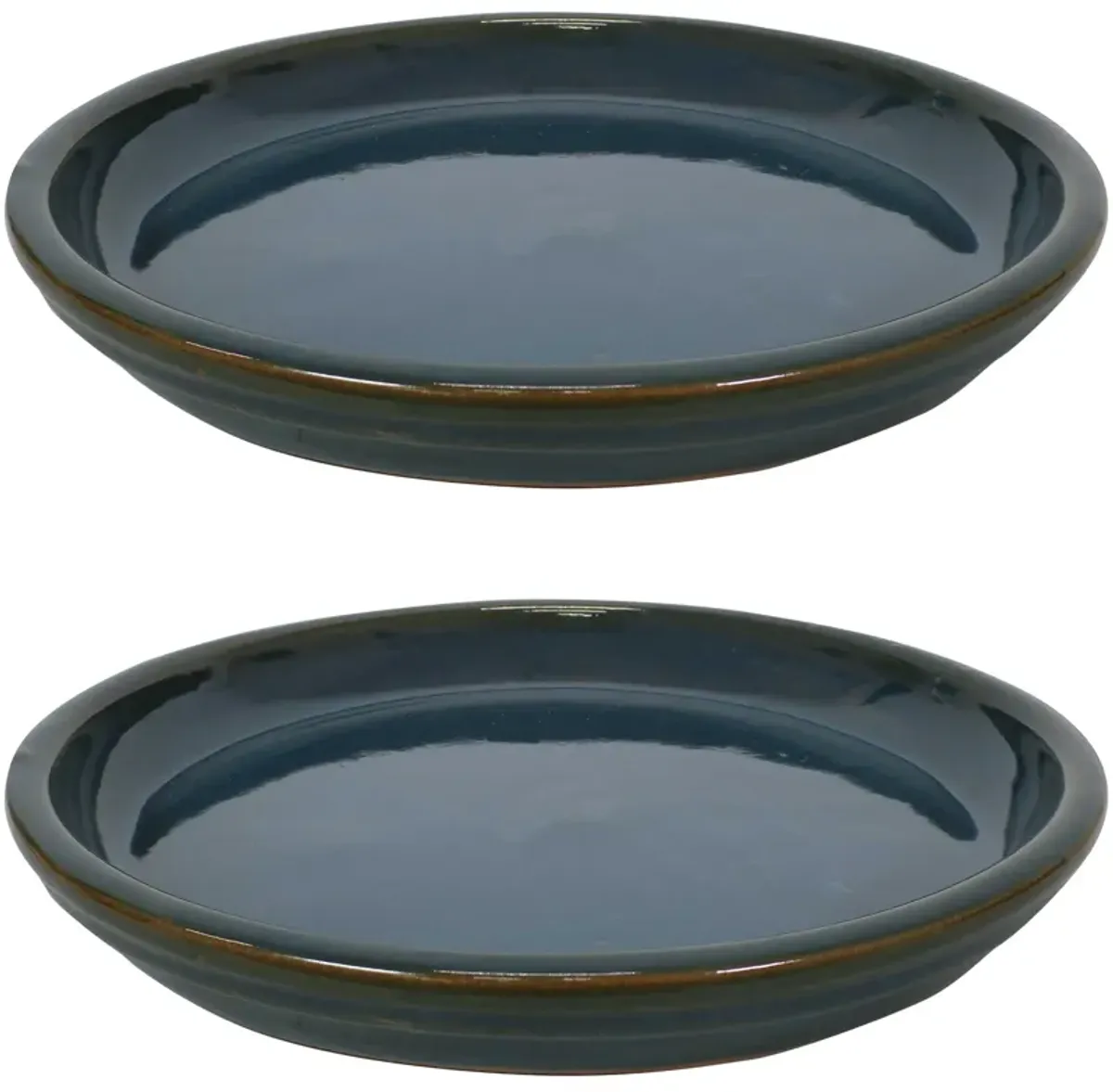 Sunnydaze Glazed Ceramic Flower Pot/Plant Saucer - Set of 2