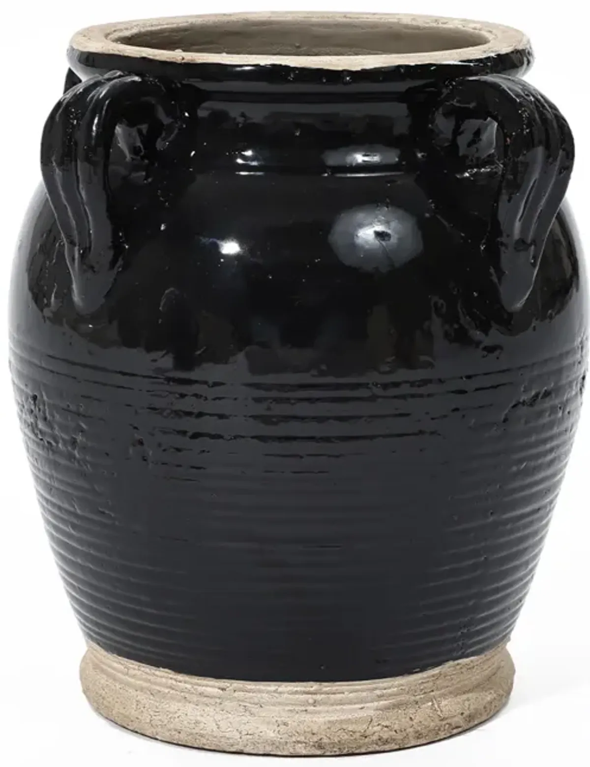 LuxenHome Black Jug Terracotta Vase with Two Handles