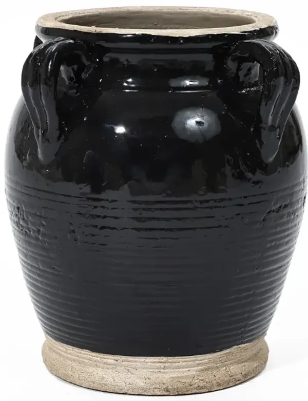 LuxenHome Black Jug Terracotta Vase with Two Handles