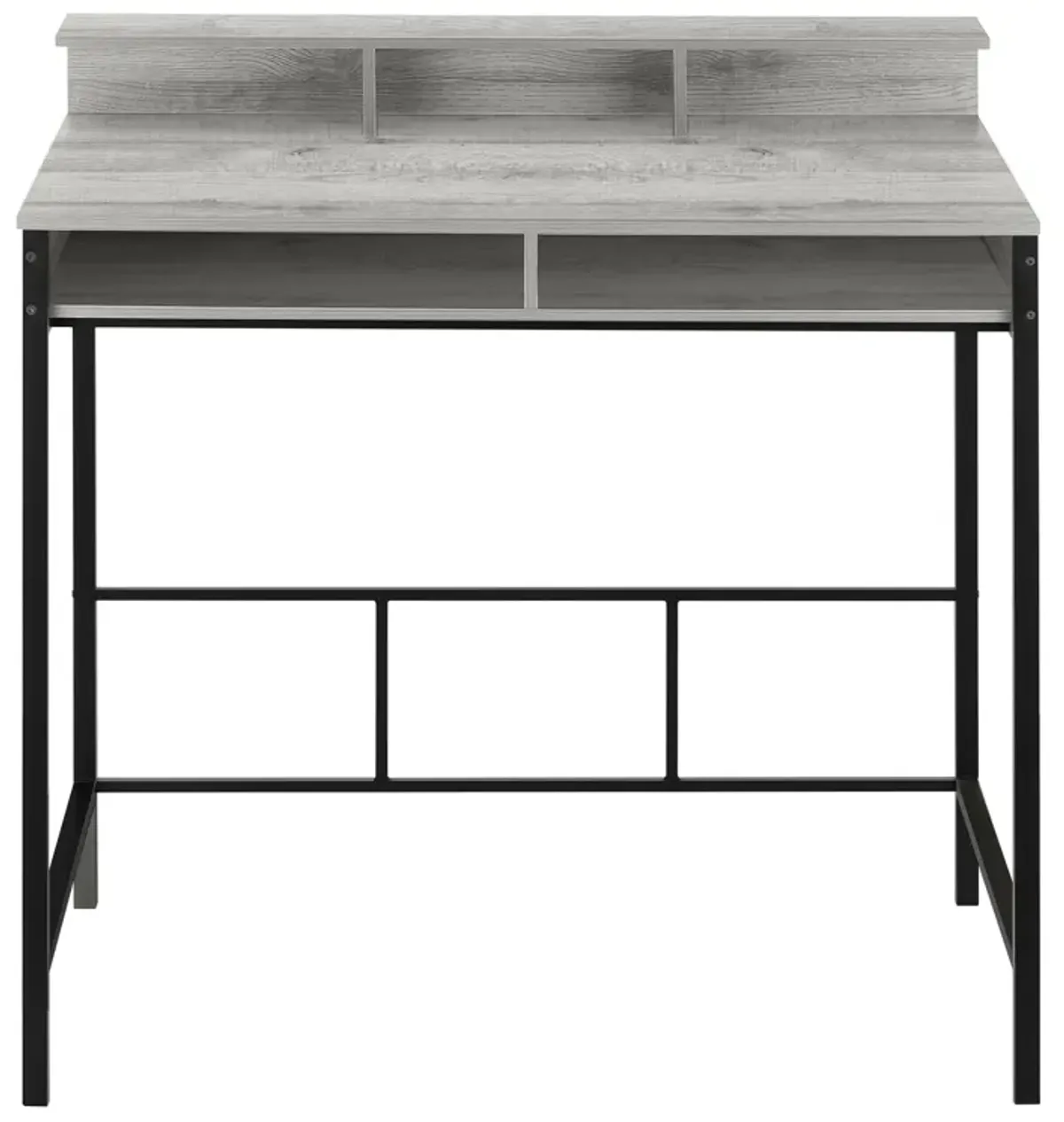 Monarch Specialties I 7703 Computer Desk, Home Office, Standing, Storage Shelves, 48"L, Work, Laptop, Metal, Laminate, Grey, Black, Contemporary, Modern