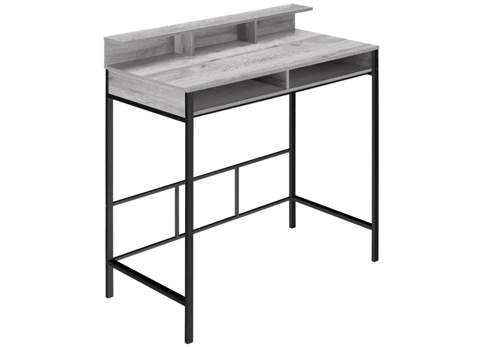 Monarch Specialties I 7703 Computer Desk, Home Office, Standing, Storage Shelves, 48"L, Work, Laptop, Metal, Laminate, Grey, Black, Contemporary, Modern