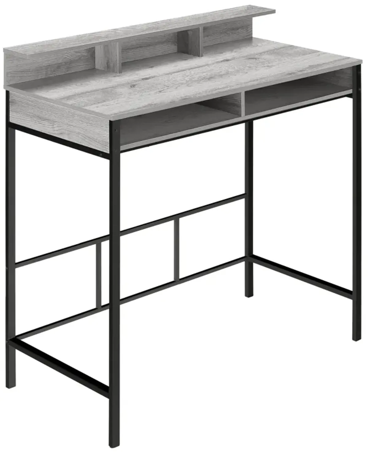 Monarch Specialties I 7703 Computer Desk, Home Office, Standing, Storage Shelves, 48"L, Work, Laptop, Metal, Laminate, Grey, Black, Contemporary, Modern