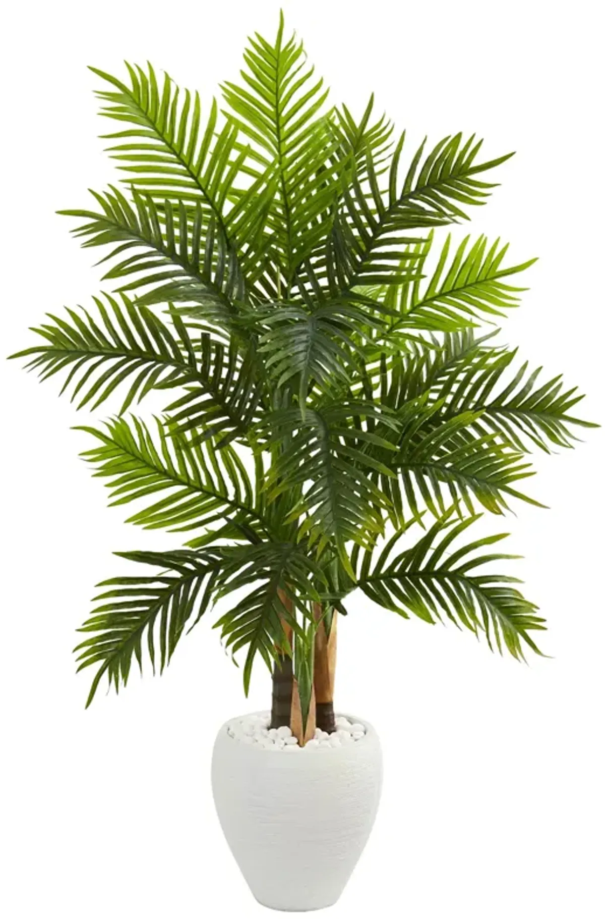 Hivvago 5 Feet Areca Palm Artificial Tree in White Planter (Real Touch)