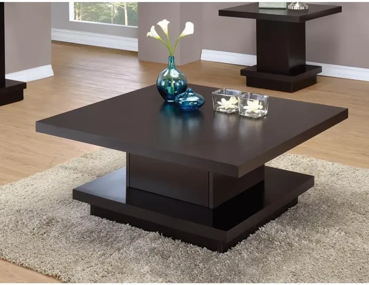 Reston Pedestal Square Coffee Table Cappuccino