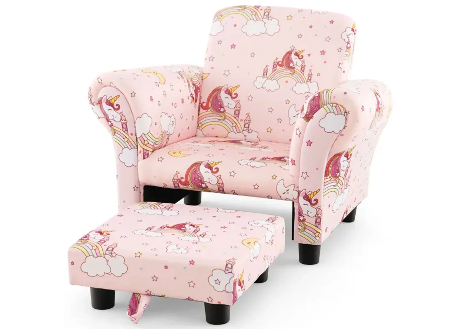 Kids Single Sofa with Cute Patterns  Ergonomic Backrest and Armrests