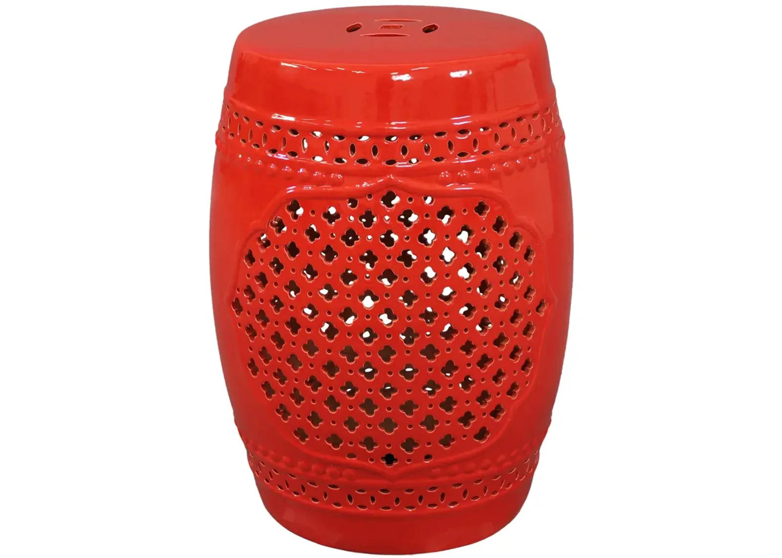 Sunnydaze 17.75 in Marrakesh Lattice Ceramic Glaze Garden Stool