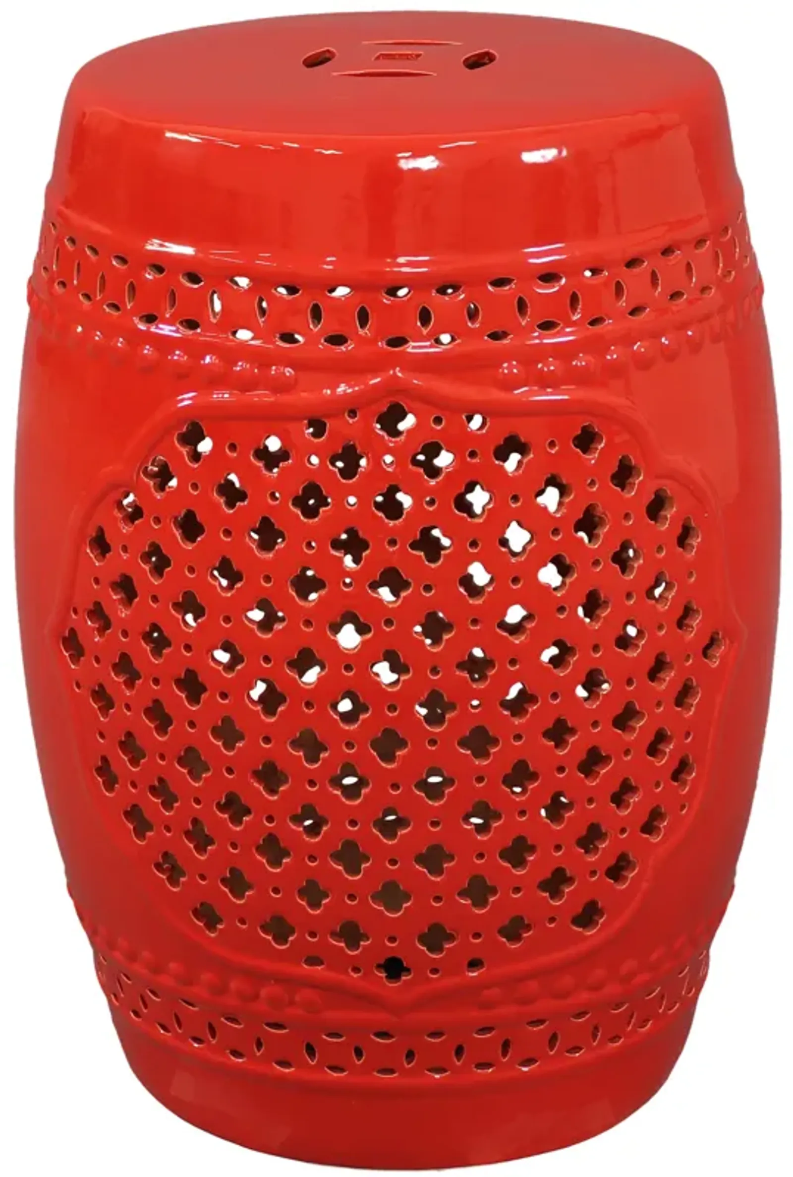 Sunnydaze 17.75 in Marrakesh Lattice Ceramic Glaze Garden Stool