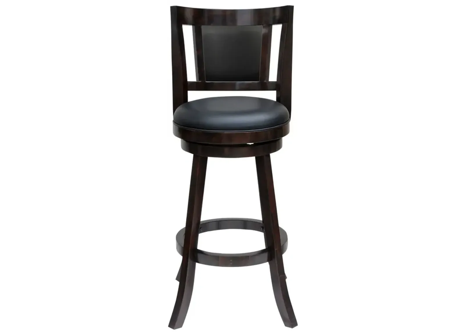 24 Inches Swivel Wooden Frame Counter Stool with Padded Back, Dark Brown-Benzara