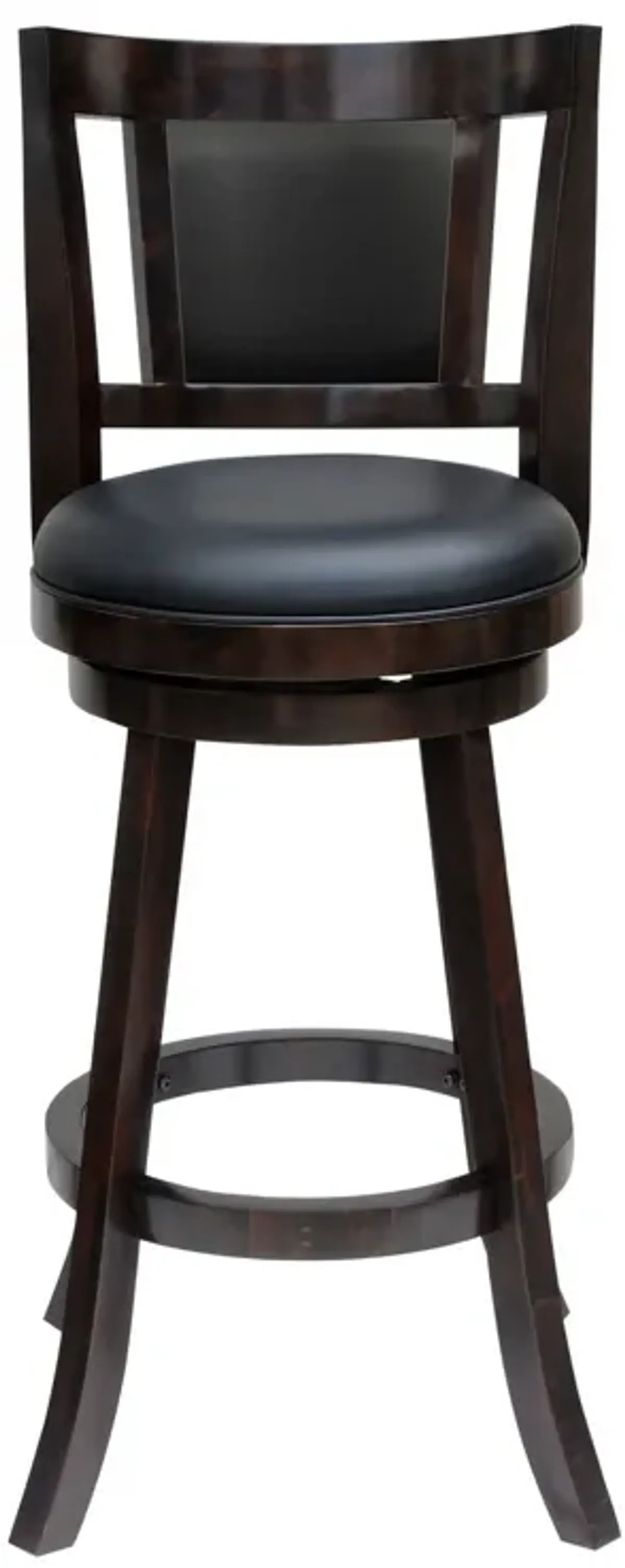 24 Inches Swivel Wooden Frame Counter Stool with Padded Back, Dark Brown-Benzara