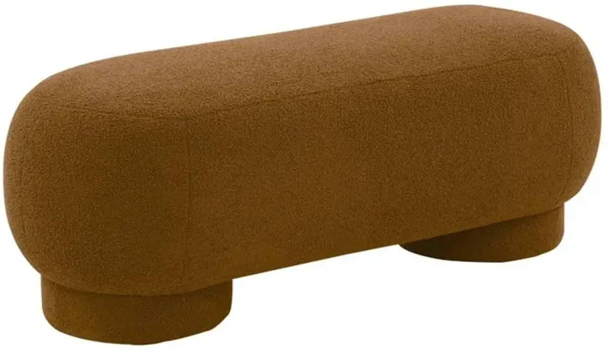 Belen Kox Cozy Cinnamon Brown Vegan Shearling Ottoman, Belen Kox