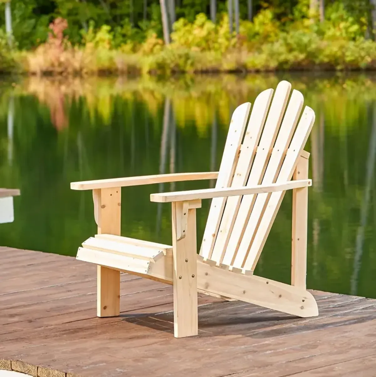 Hivvago Ergonomic Natural Cedar Wood Adirondack Chair