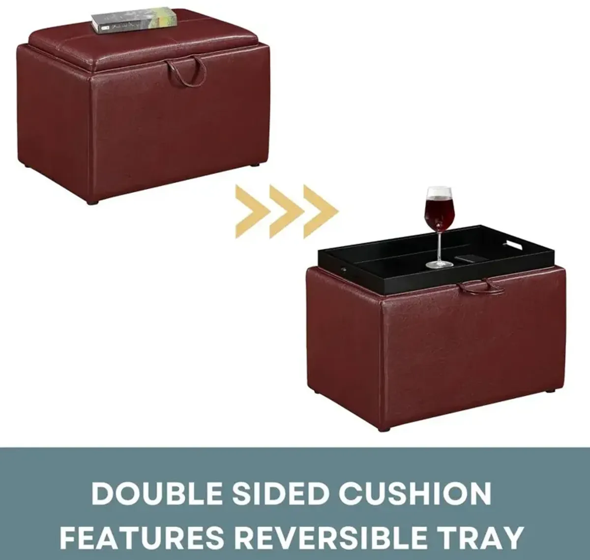 Convience Concept, Inc. Designs4Comfort Accent Storage Ottoman with Reversible Tray