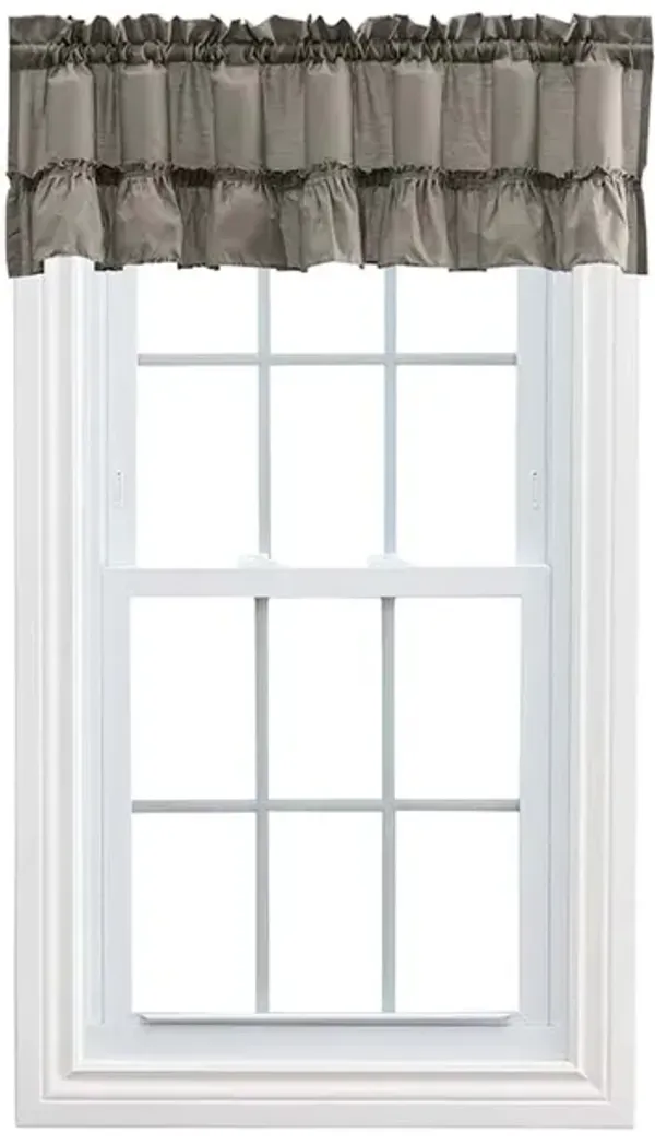 Ellis Stacey 1.5" Rod Pocket High Quality Fabric Solid Color Window Ruffled Filler Valance 54"x13" Grey