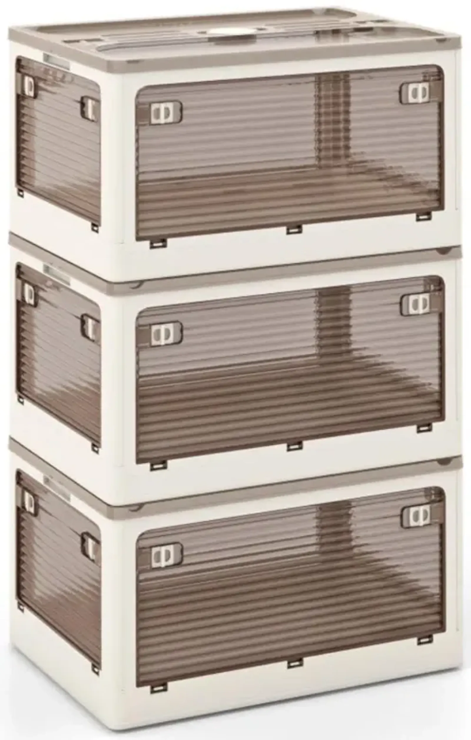 Hivvago 3-Pack Stackable Storage Bins with Lids with 5 Opening Ways