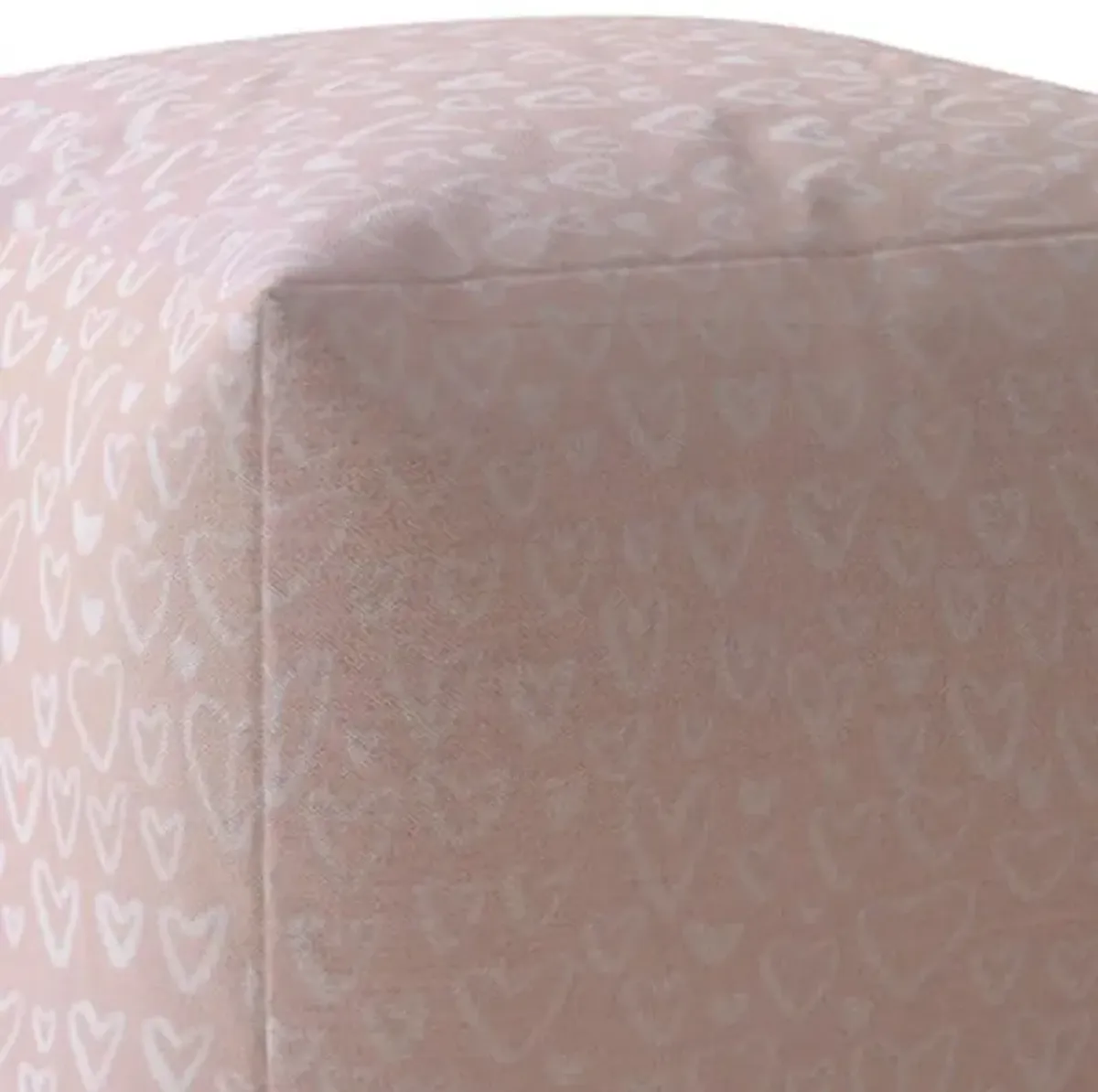 Homezia 17" Pink Cotton Abstract Pouf Ottoman