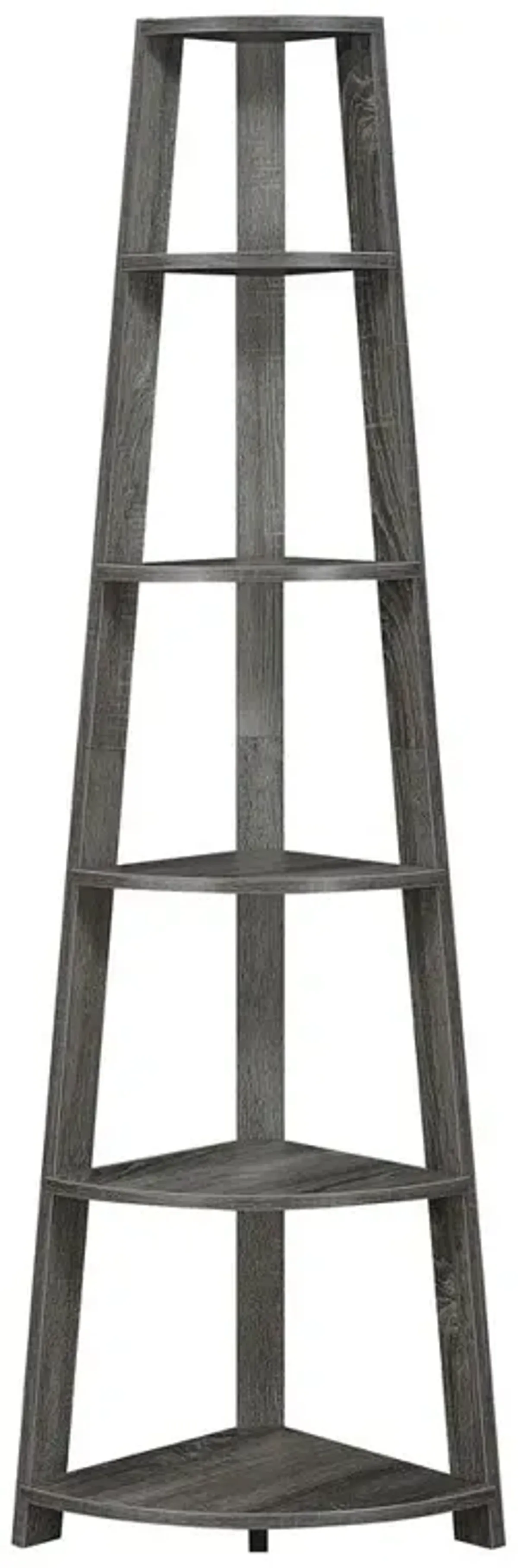 Convenience Concepts Newport 5 Tier Corner Bookshelf Weathered Gray