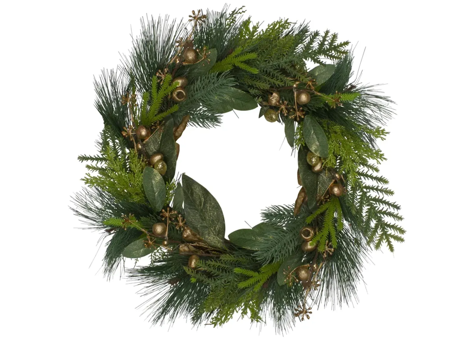 Leaves  Berry and Cedar Artificial Christmas Wreath - 20-Inch  Unlit