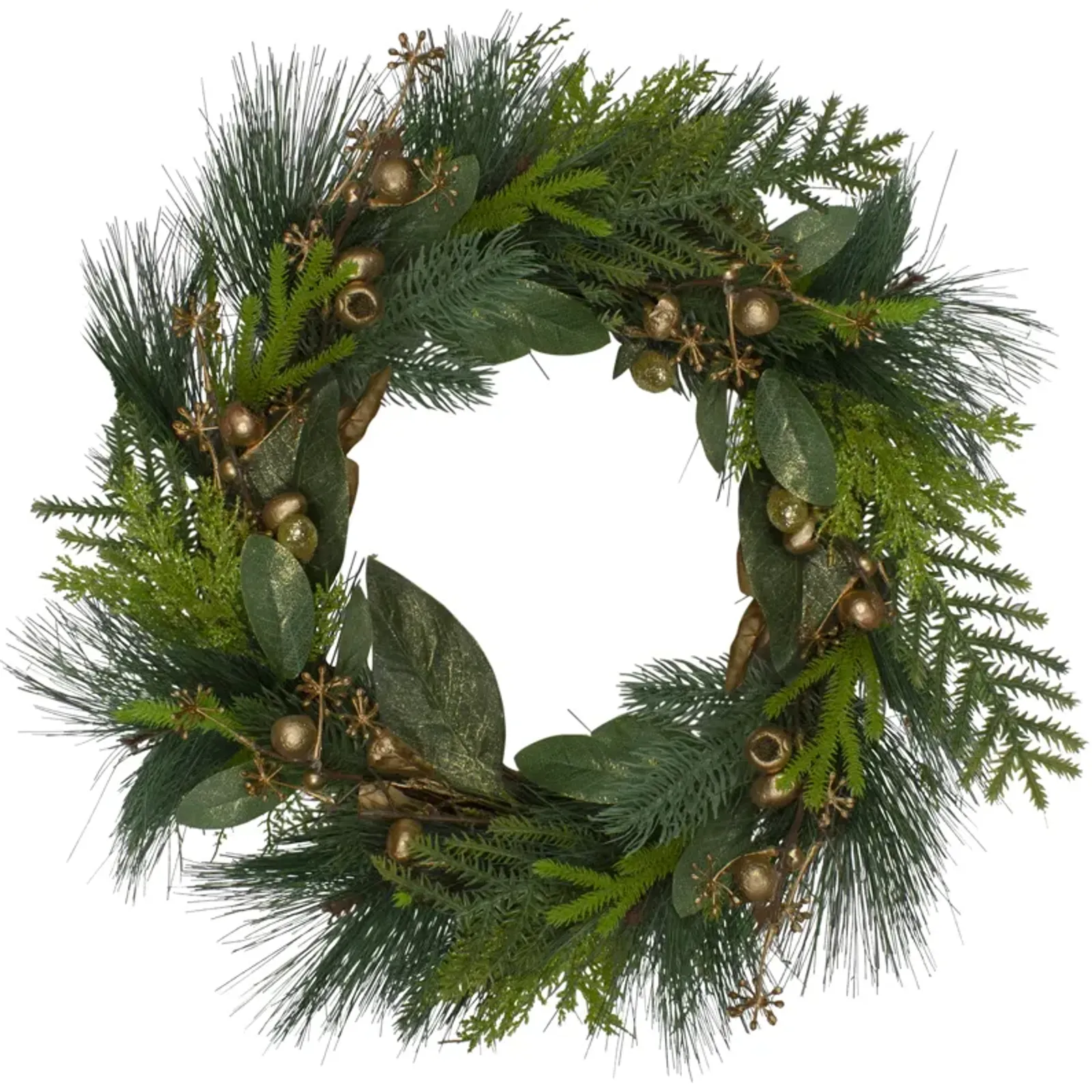 Leaves  Berry and Cedar Artificial Christmas Wreath - 20-Inch  Unlit