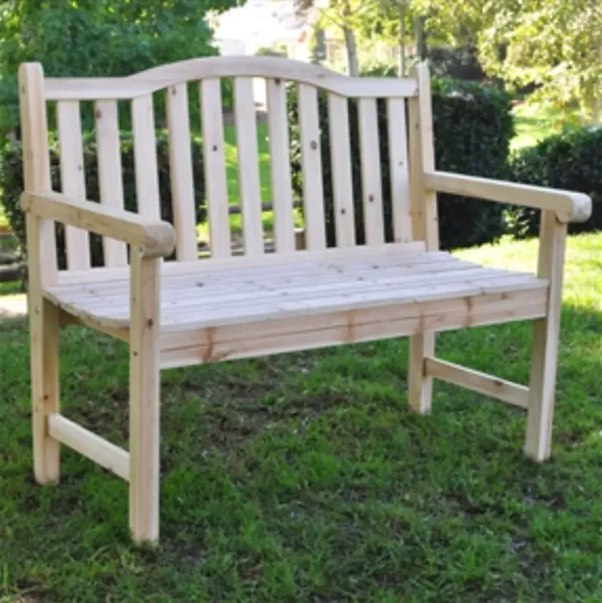 QuikFurn Outdoor Cedar Wood Garden Bench in Natural with 475lbs. Weight Limit