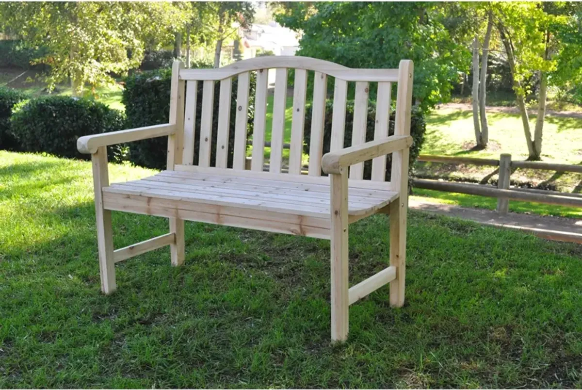 QuikFurn Outdoor Cedar Wood Garden Bench in Natural with 475lbs. Weight Limit