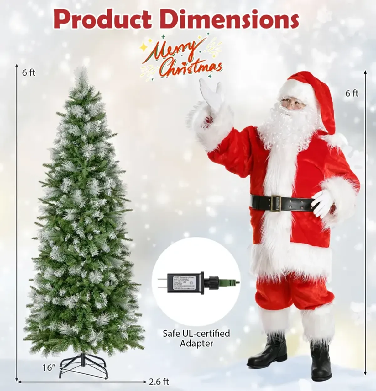 6/7.5/9 FT Artificial Christmas Tree with Warm-White LED Lights