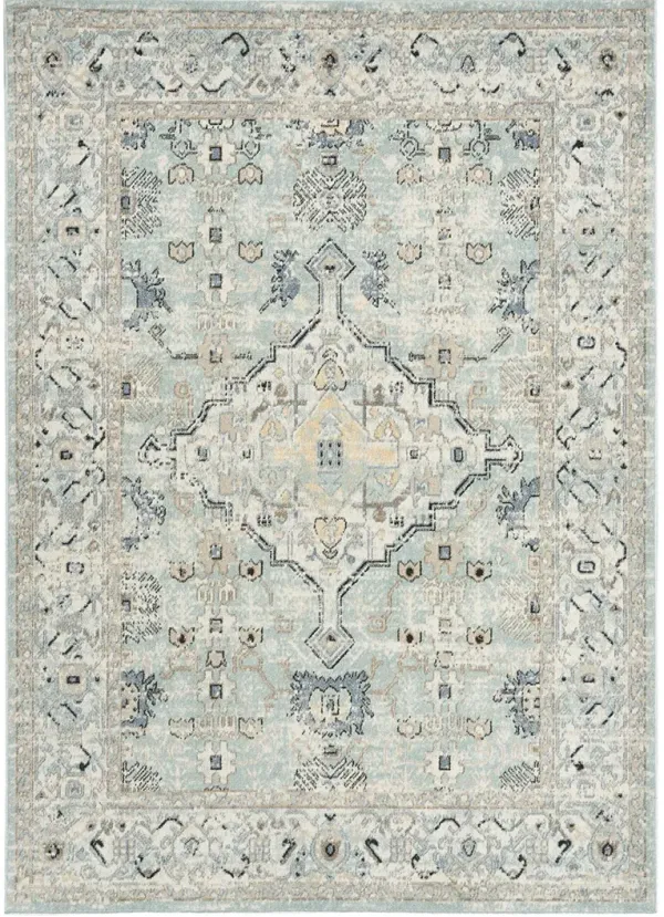 Washable Decor WSD12 Blue/Taupe 6'7" x 9' Rug