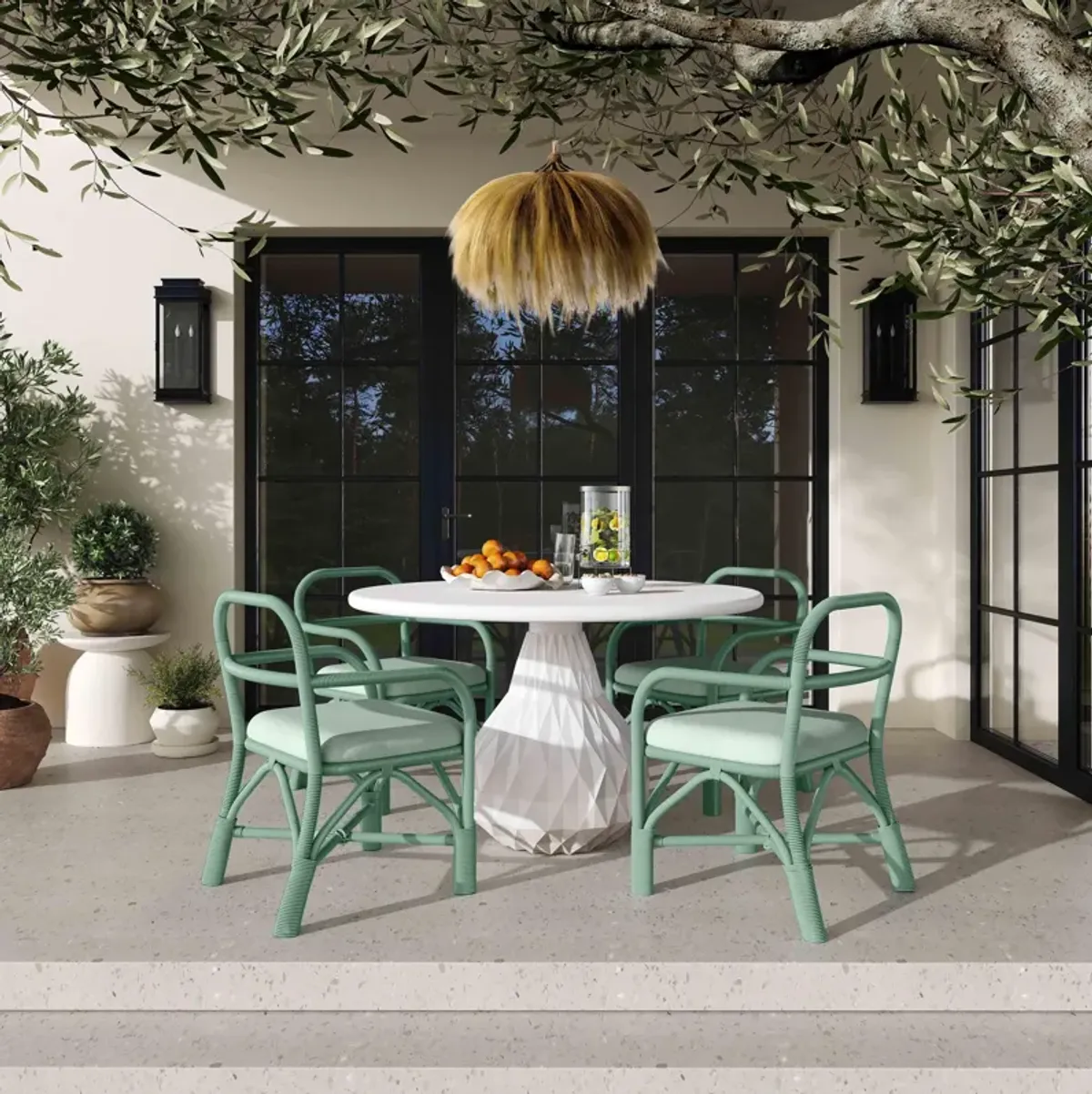 Ginny Green Rattan Dining Chair