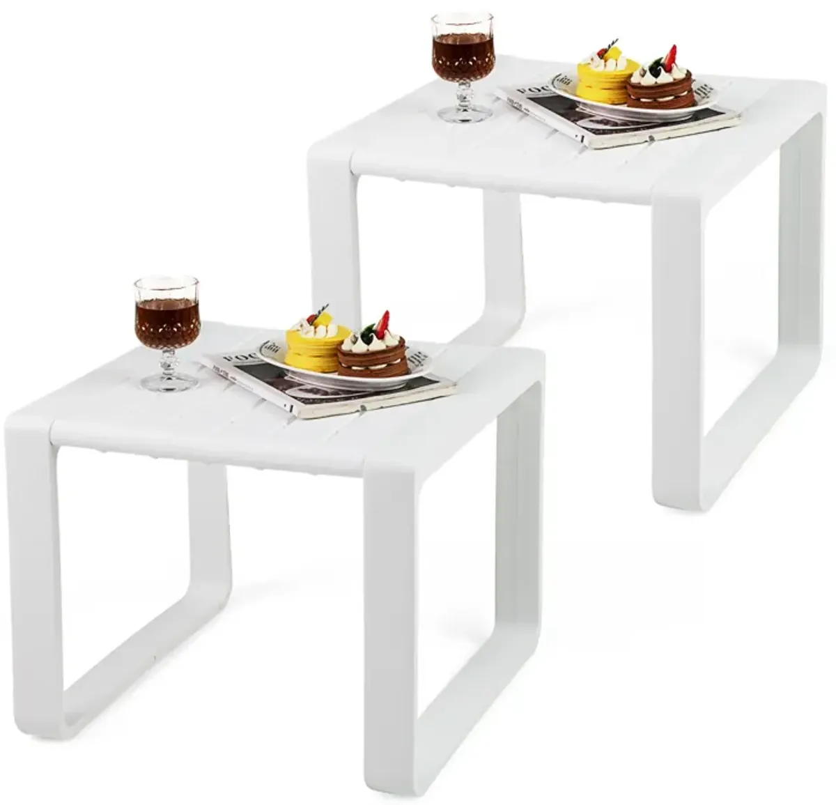Set of 2 Outdoor Side Tables – Classic Adirondack Style, All-Weather Build