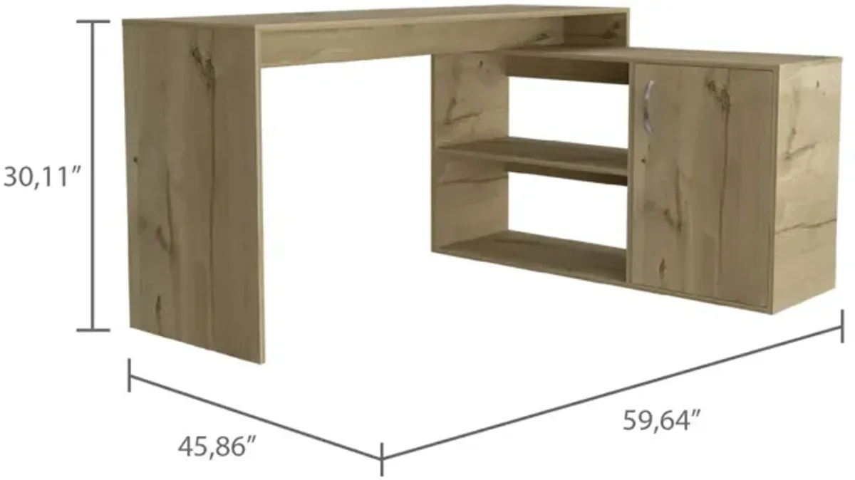 Lyncliff 1-Drawer 2-Shelf L-Shaped Office Desk Light Oak