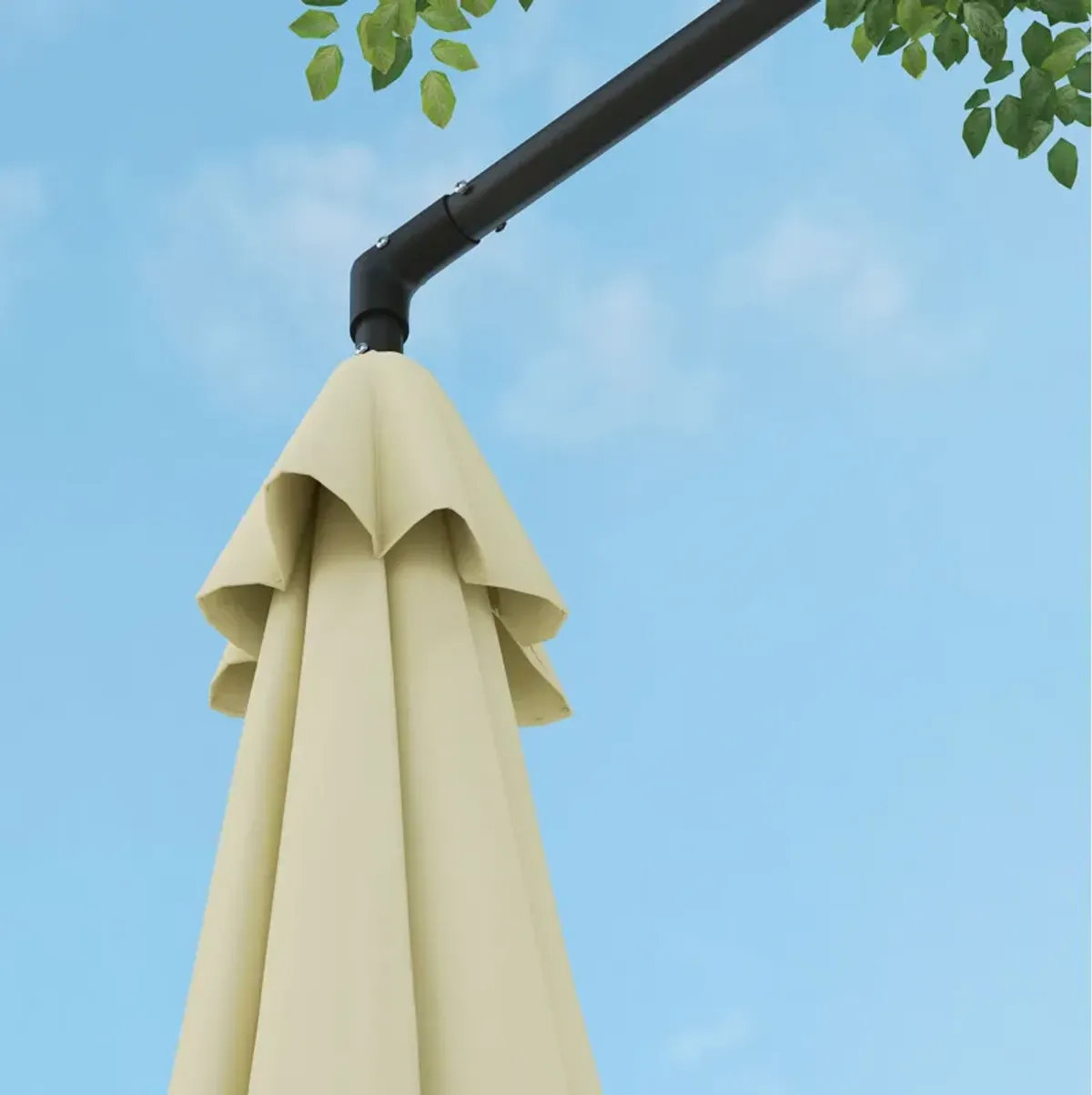 9.5FT Cantilever Patio Umbrella w/ Crank Cross Base Hanging Offset Umbrella