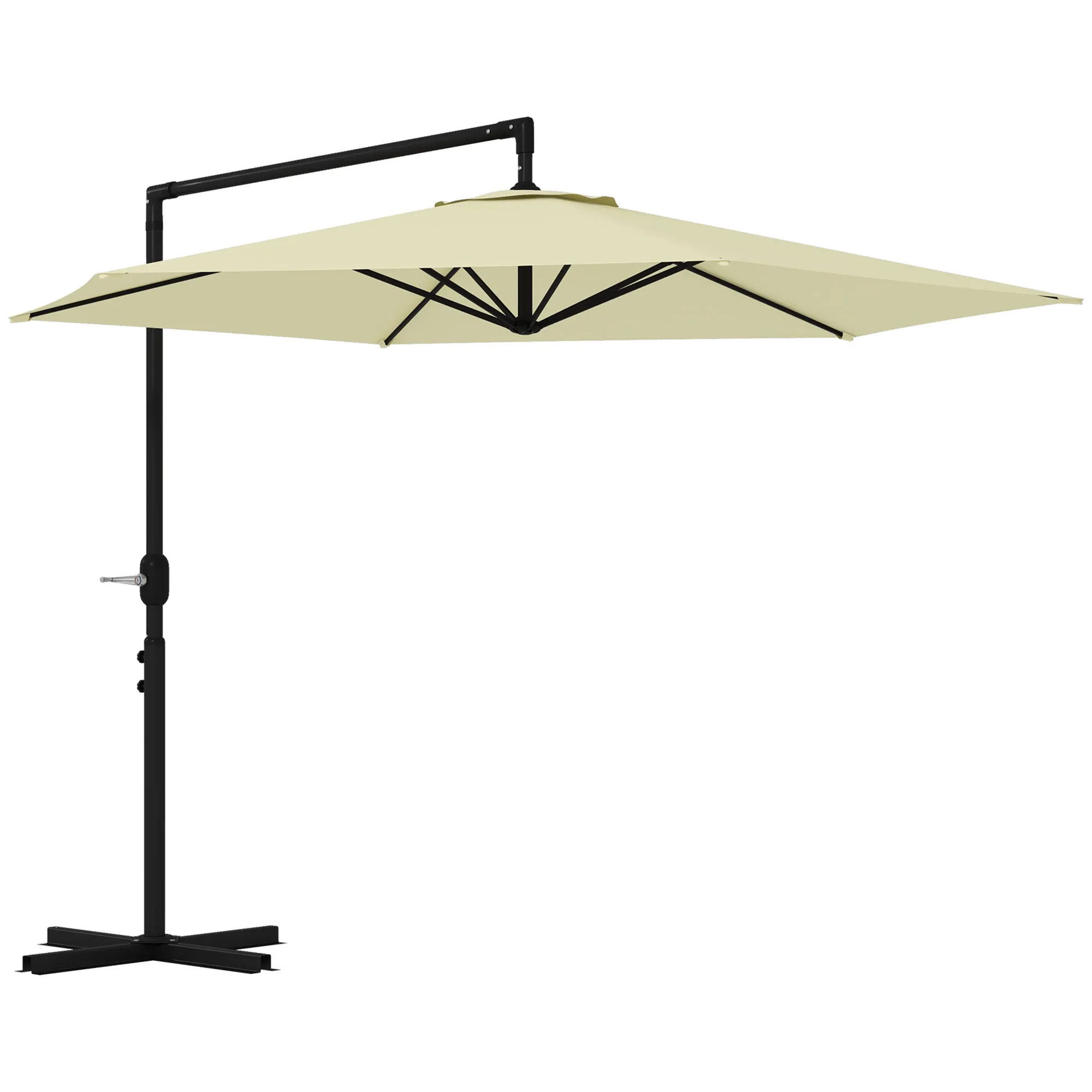 9.5FT Cantilever Patio Umbrella w/ Crank Cross Base Hanging Offset Umbrella