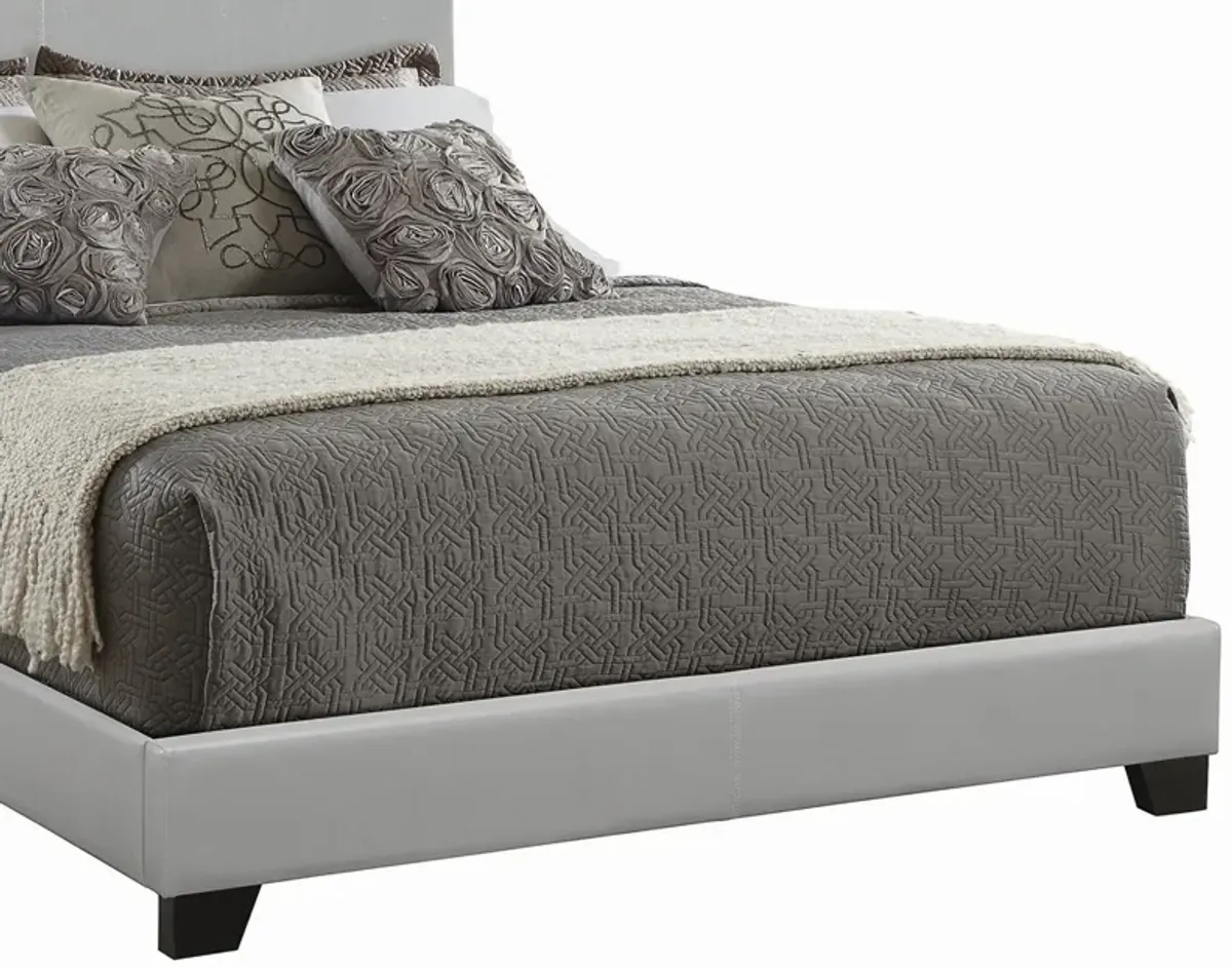 Leather Upholstered California King Size Platform Bed, Gray-Benzara