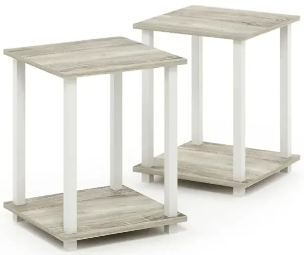 Furinno Simplistic End Table, Set of Two, Sonoma Oak/White